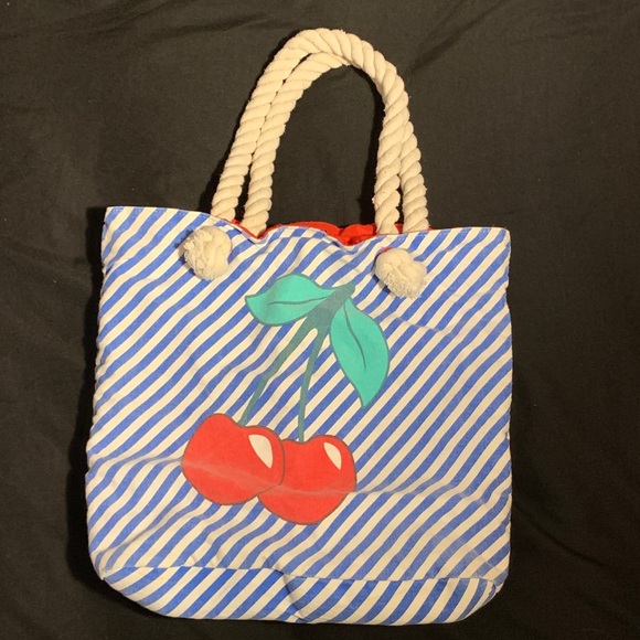 Striped Cherry Tote Bag - Picture 1 of 4
